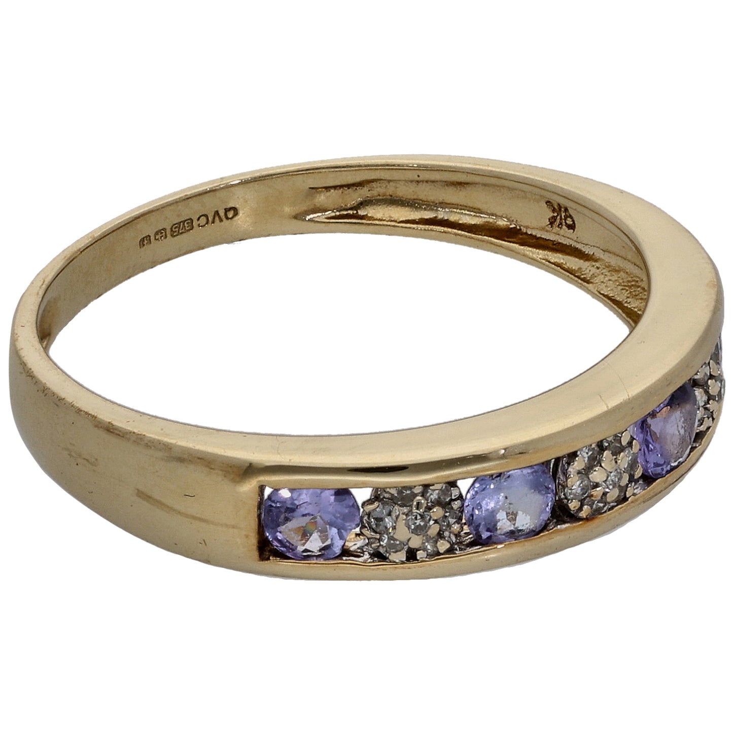 9ct Gold 0.105ct Diamond & Tanzanite Dress/Cocktail Ring Size R