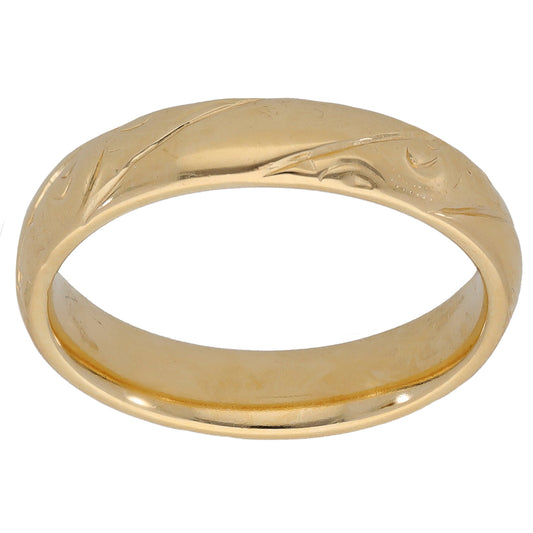 9ct Gold Patterned Wedding Ring Size M