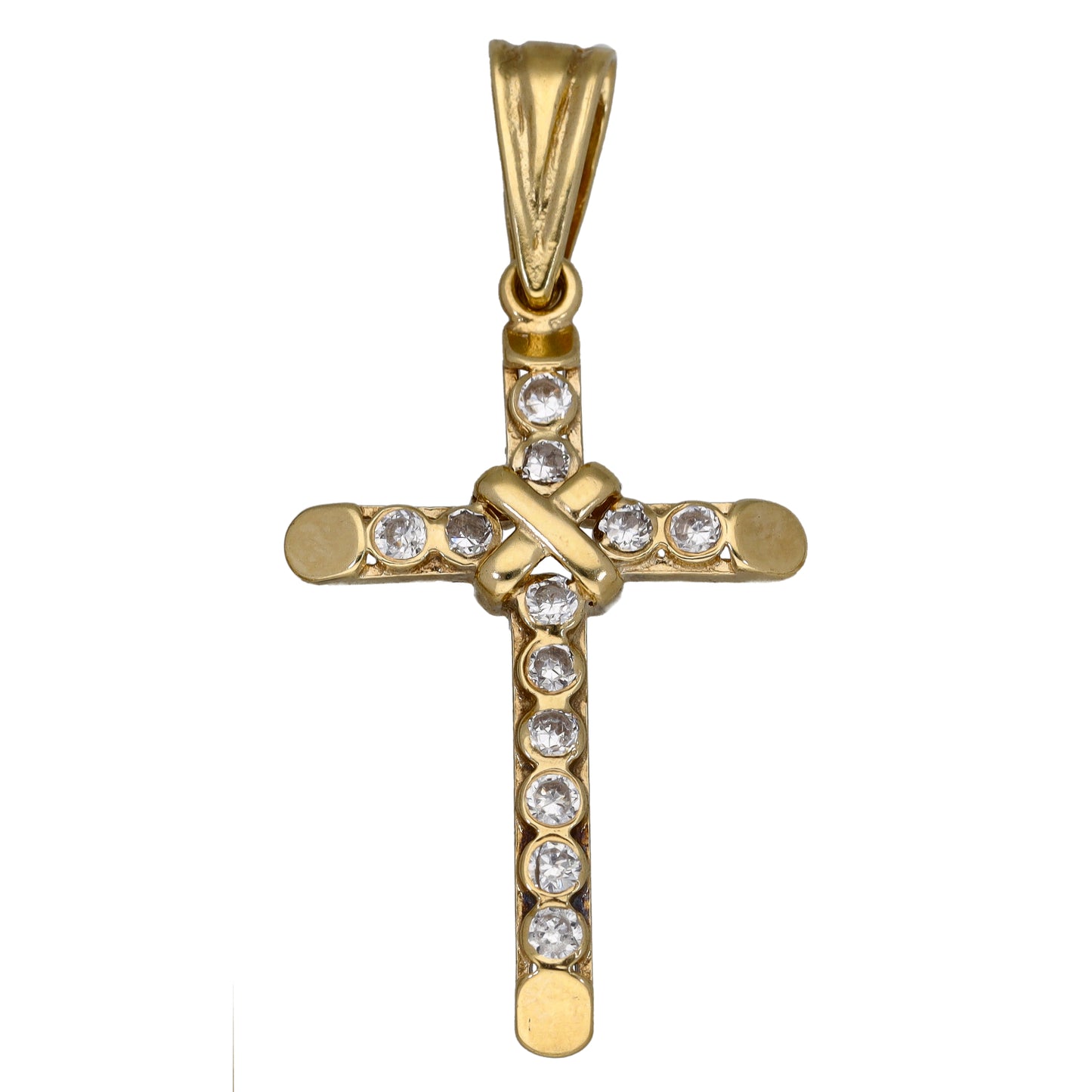 9ct Gold Cubic Zirconia Cross Pendant