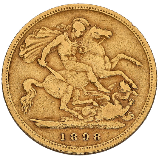 22ct Gold Queen Victoria Half Sovereign Coin 1898