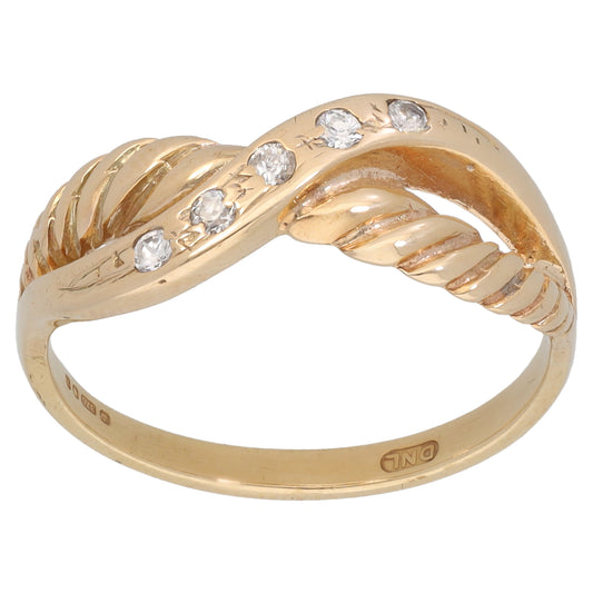 9ct Gold Cubic Zirconia Alternative Ring Size R