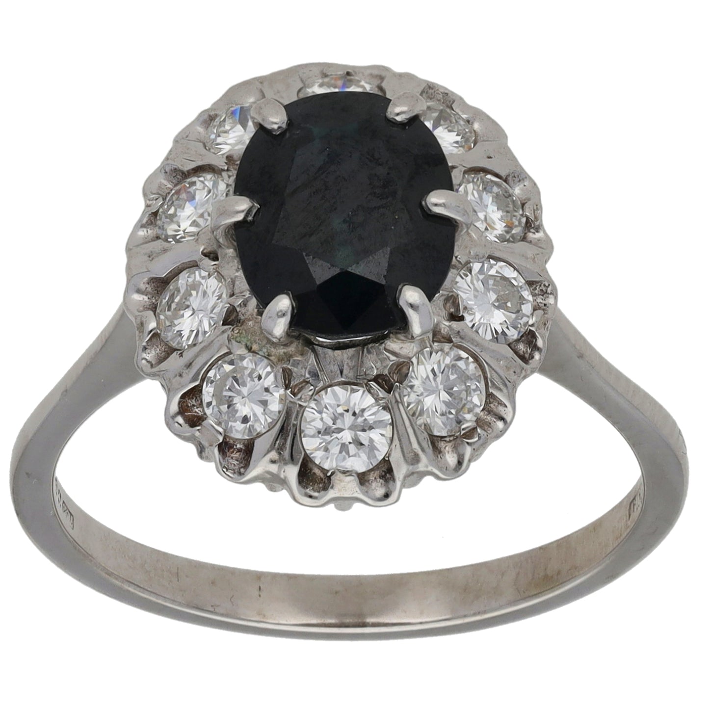 18ct White Gold 0.70ct Diamond & Sapphire Dress/Cocktail Ring Size R