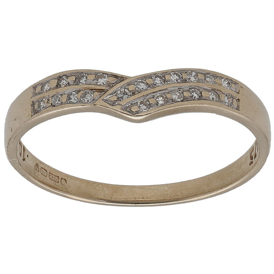 9ct Gold 0.20ct Diamond Wishbone Ring Size P