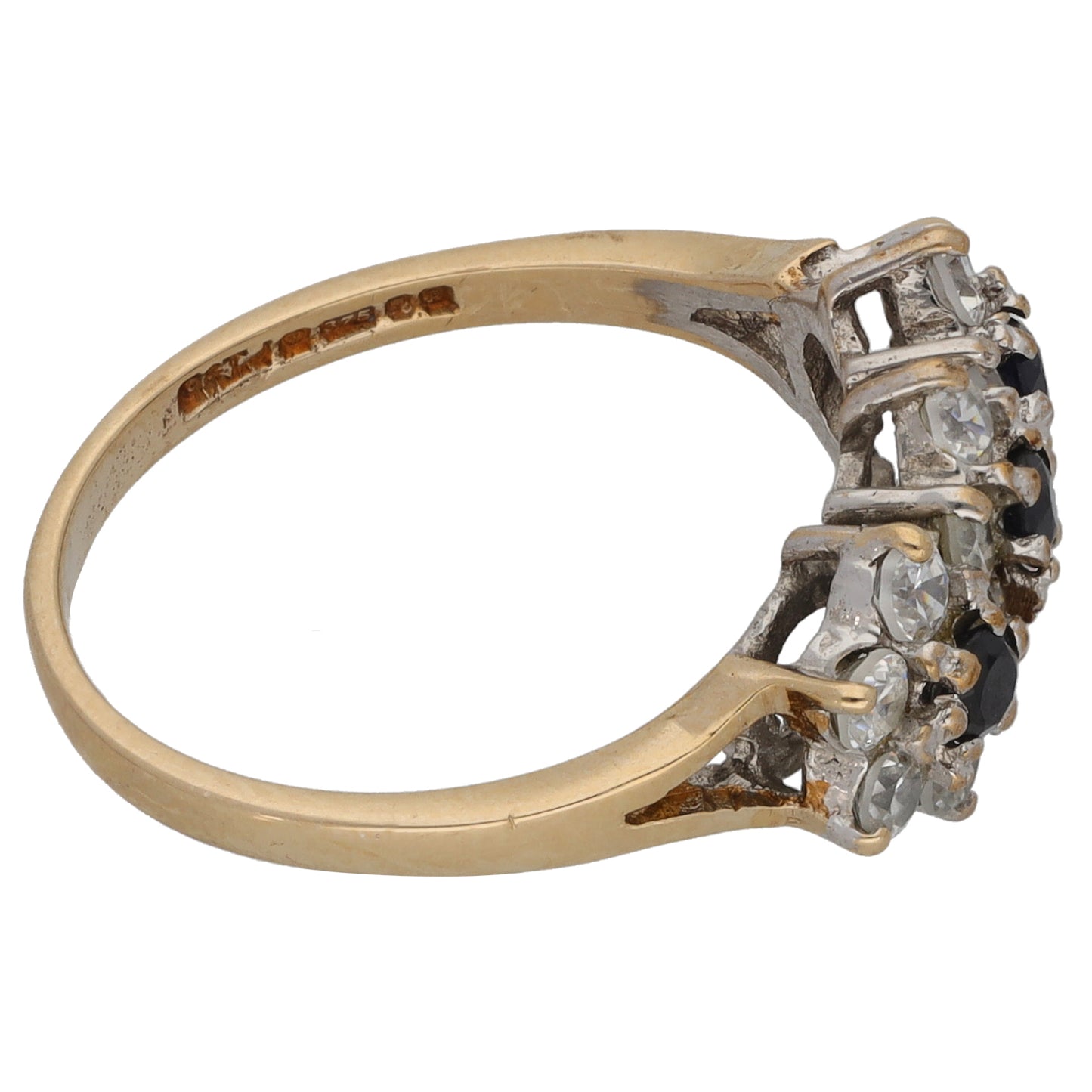 9ct Gold Sapphire & Cubic Zirconia Dress/Cocktail Ring Size N