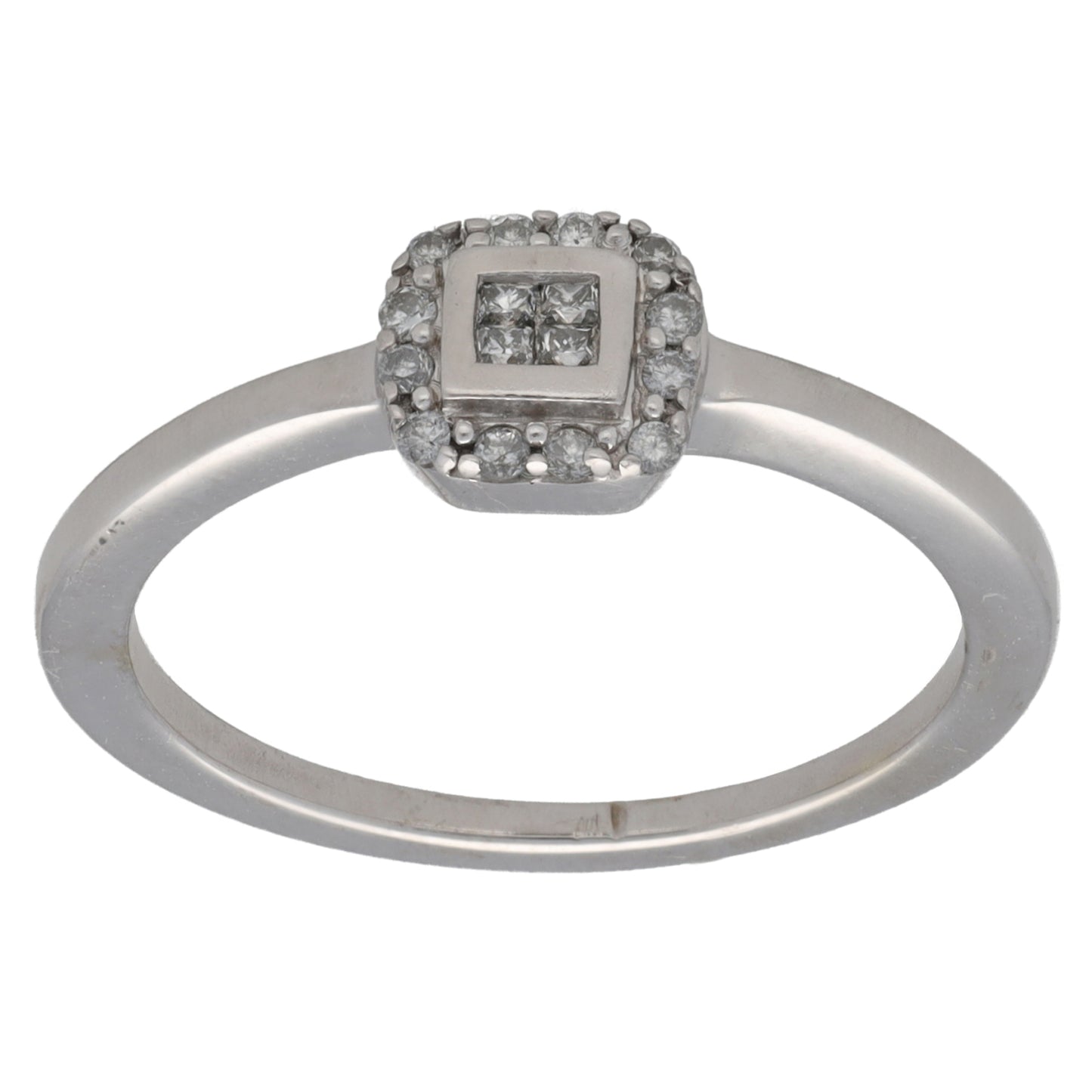 9ct White Gold 0.12ct Diamond Dress/Cocktail Ring Size N