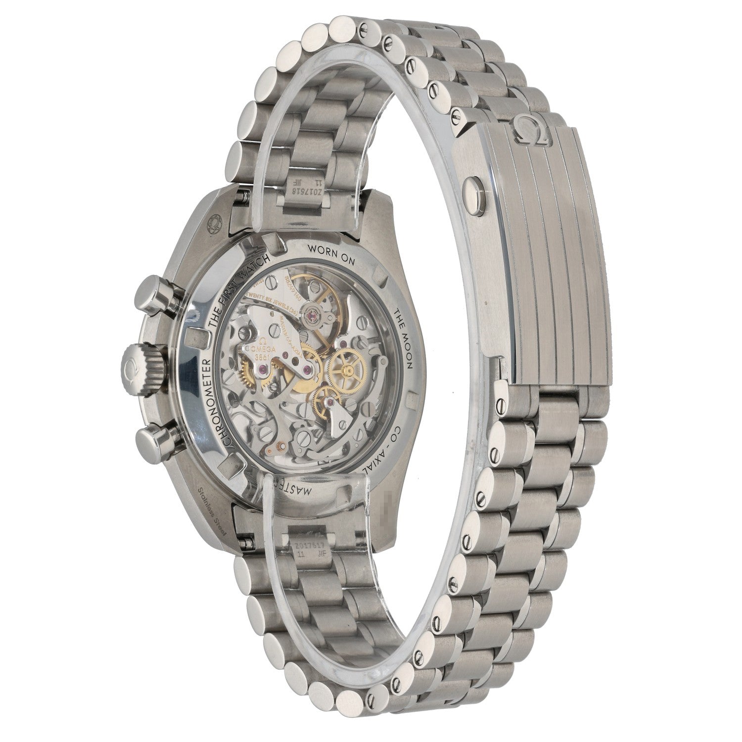 Omega Speedmaster Moonwatch 310.30.42.50.01.002, black dial, stainless steel, rear angle image