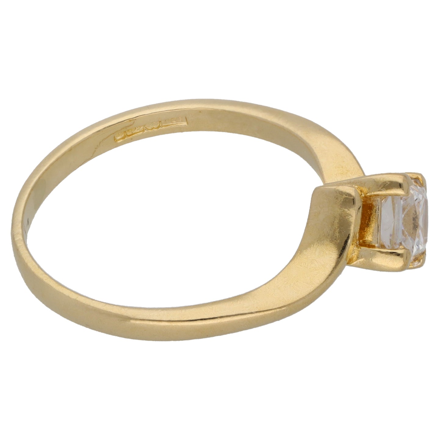 9ct Gold Cubic Zirconia Single Stone Ring Size P