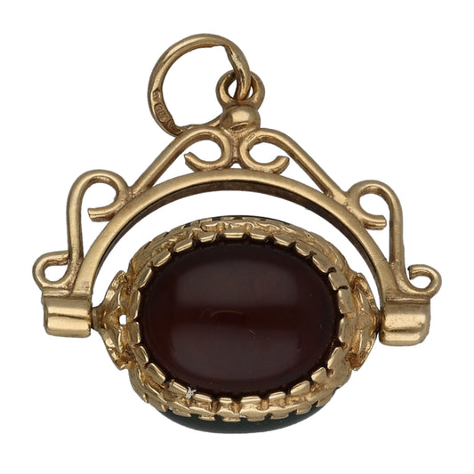 9ct Gold Carnelian & Onyx & Bloodstone Fob Pendant
