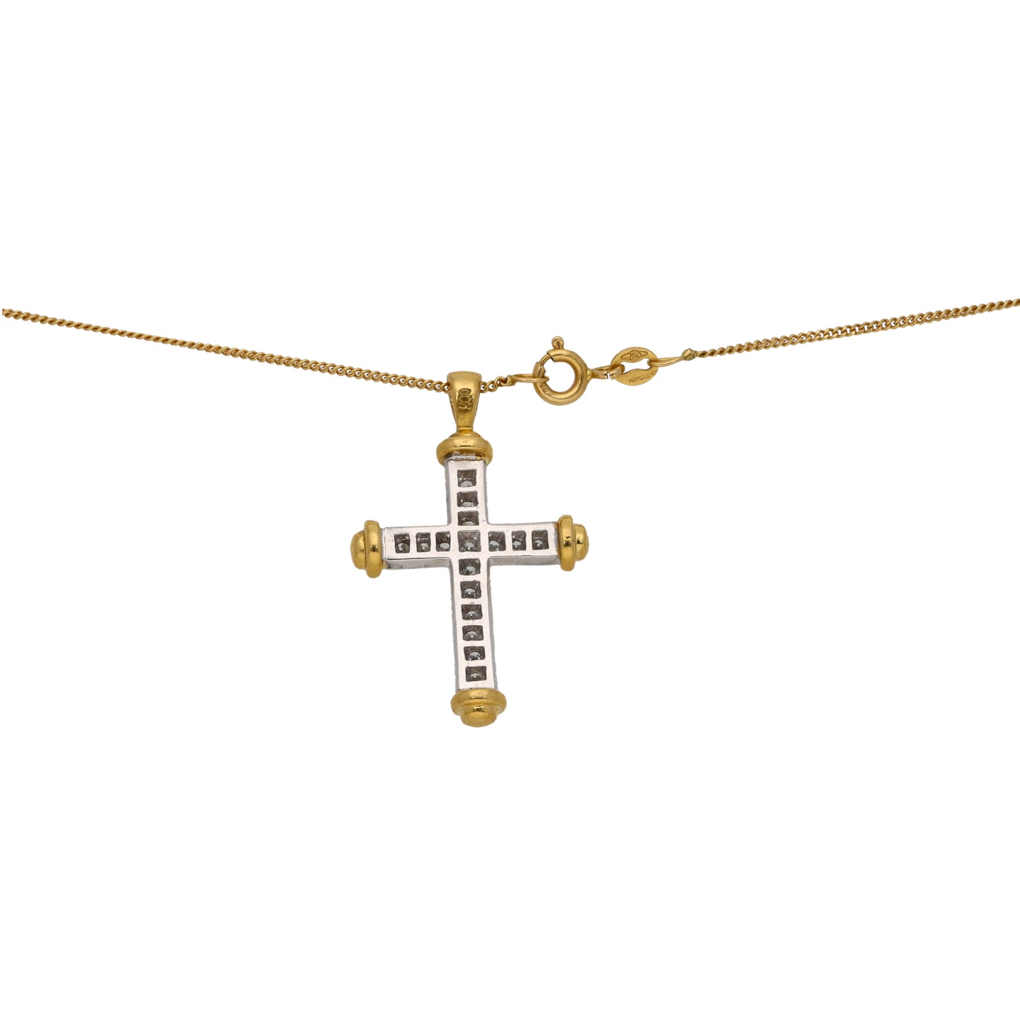 18ct Gold 0.48ct Diamond Cross Pendant With Chain