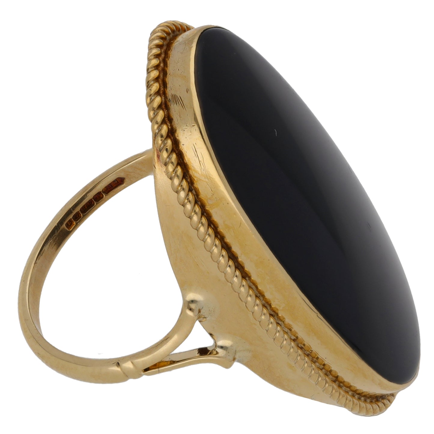 9ct Gold Onyx Single Stone Ring Size N