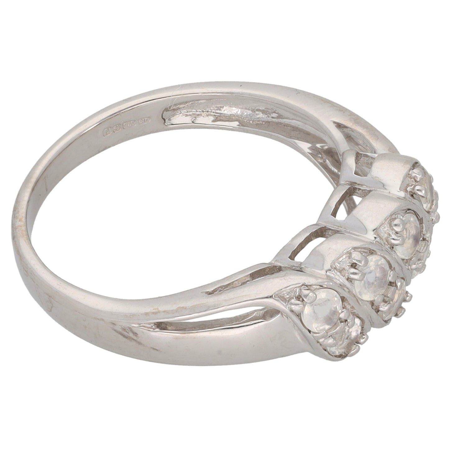 9ct White Gold Imitation Gems Dress/Cocktail Ring Size N