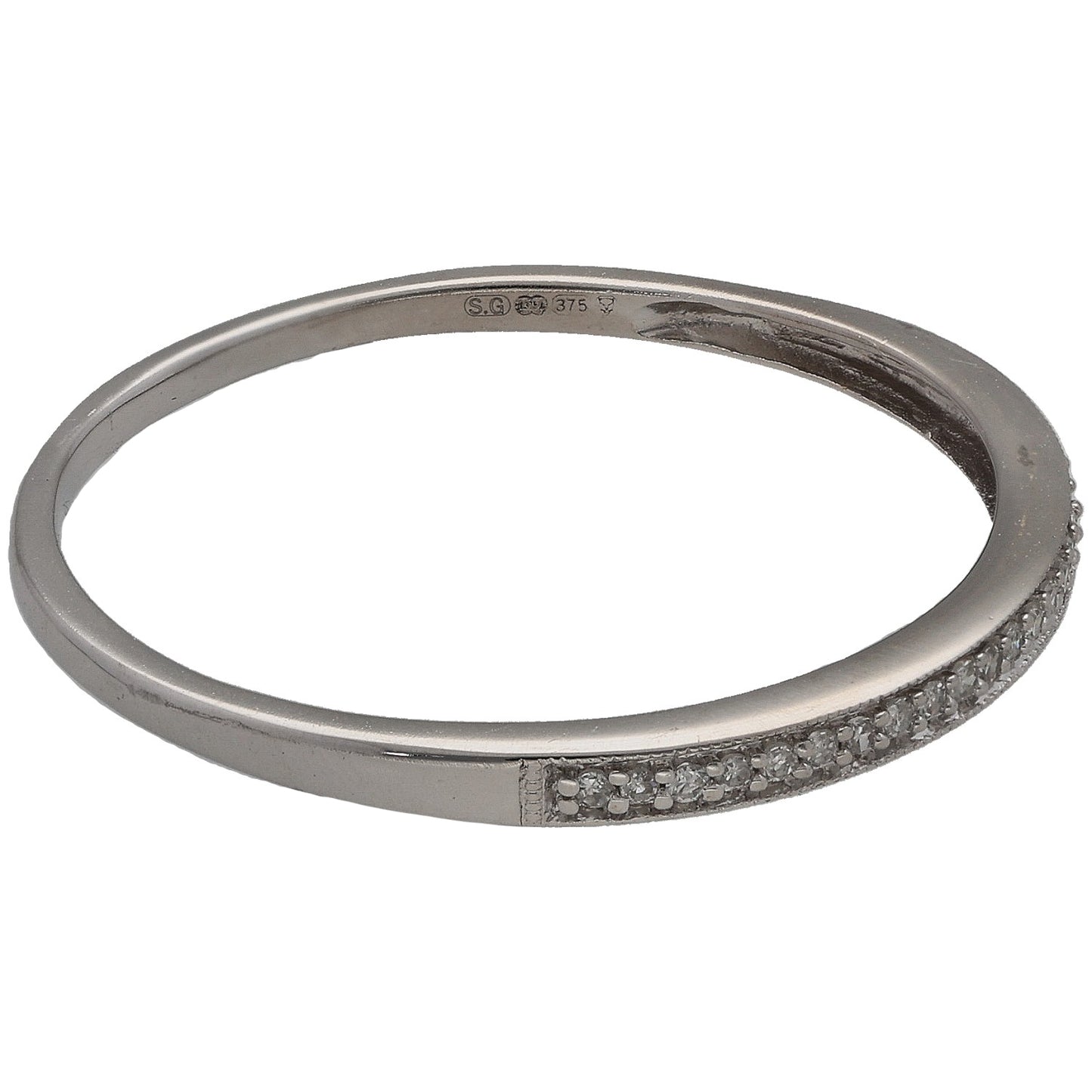 9ct White Gold 0.06ct Diamond Half Eternity Ring Size W