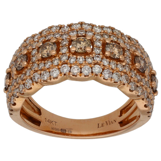 14ct Rose Gold 1.30ct Diamond Dress/Cocktail Ring Size M