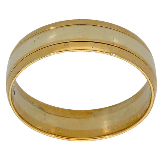 9ct Bicolour Gold Plain Wedding Ring Size X