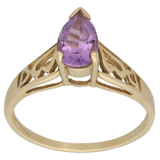 9ct Gold Amethyst Single Stone Ring Size N 1/2