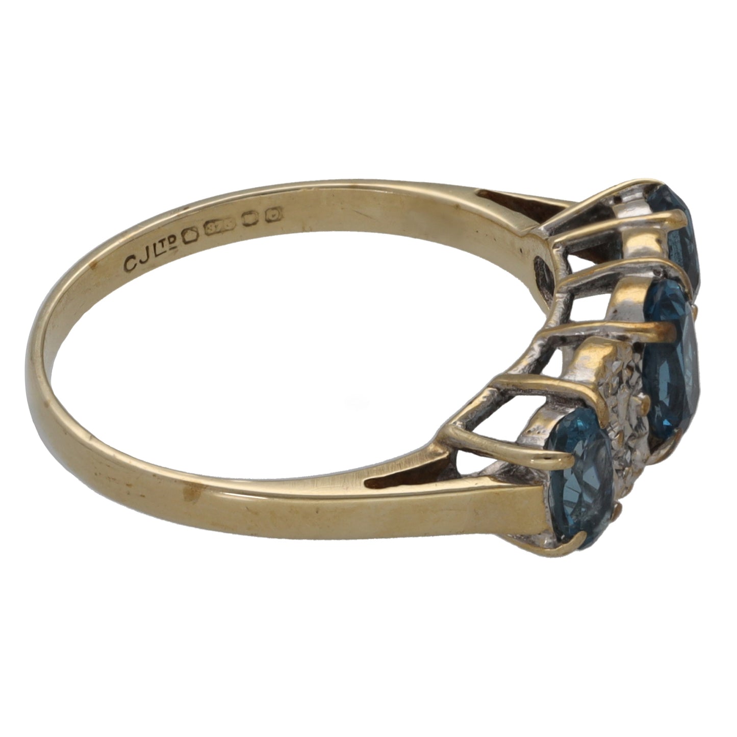 9ct Gold Topaz & 0.02ct Diamond Dress/Cocktail Ring Size L