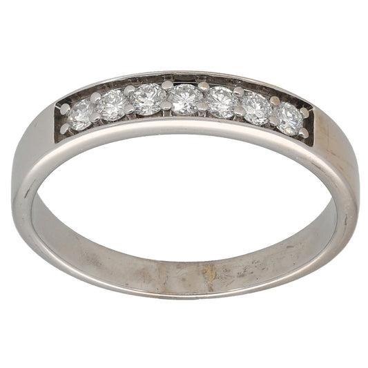 18ct White Gold 0.14ct Diamond Half Eternity Ring Size O