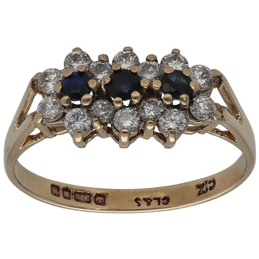 9ct Gold Sapphire & Cubic Zirconia Dress/Cocktail Ring Size O
