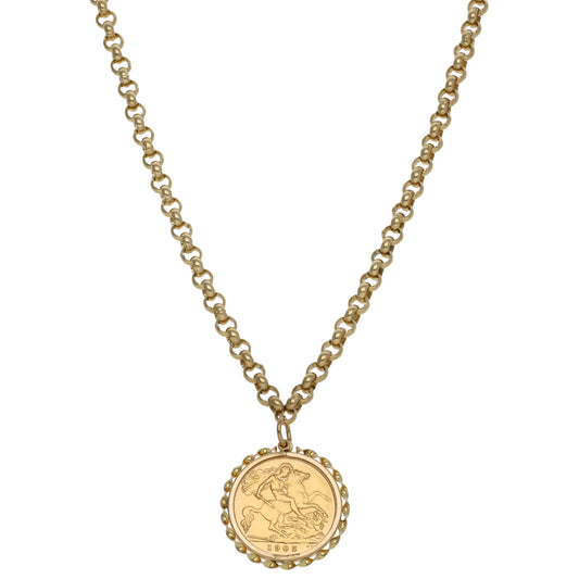 9ct Gold Coin Necklace 20"