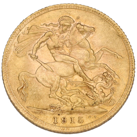22ct Gold King George V Full Sovereign Coin 1915