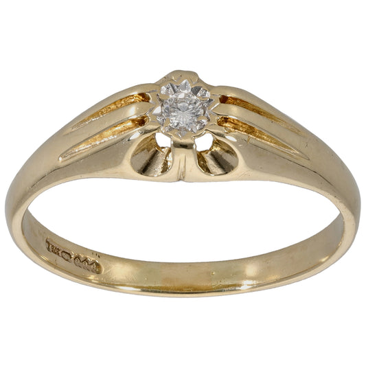 9ct Gold 0.07ct Diamond Solitaire Ring Size R