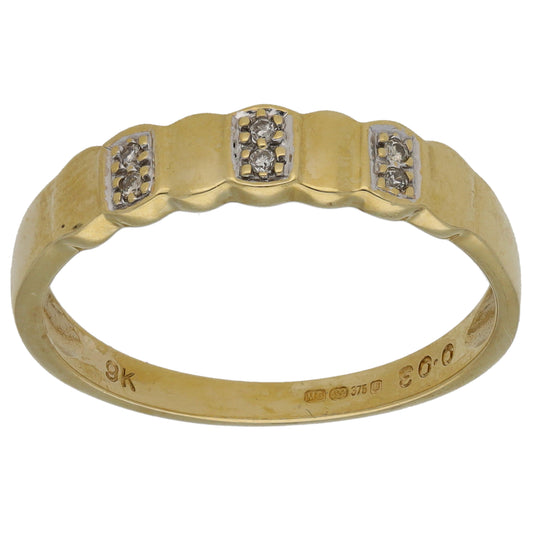 9ct Gold 0.03ct Diamond Half Eternity Ring Size Q