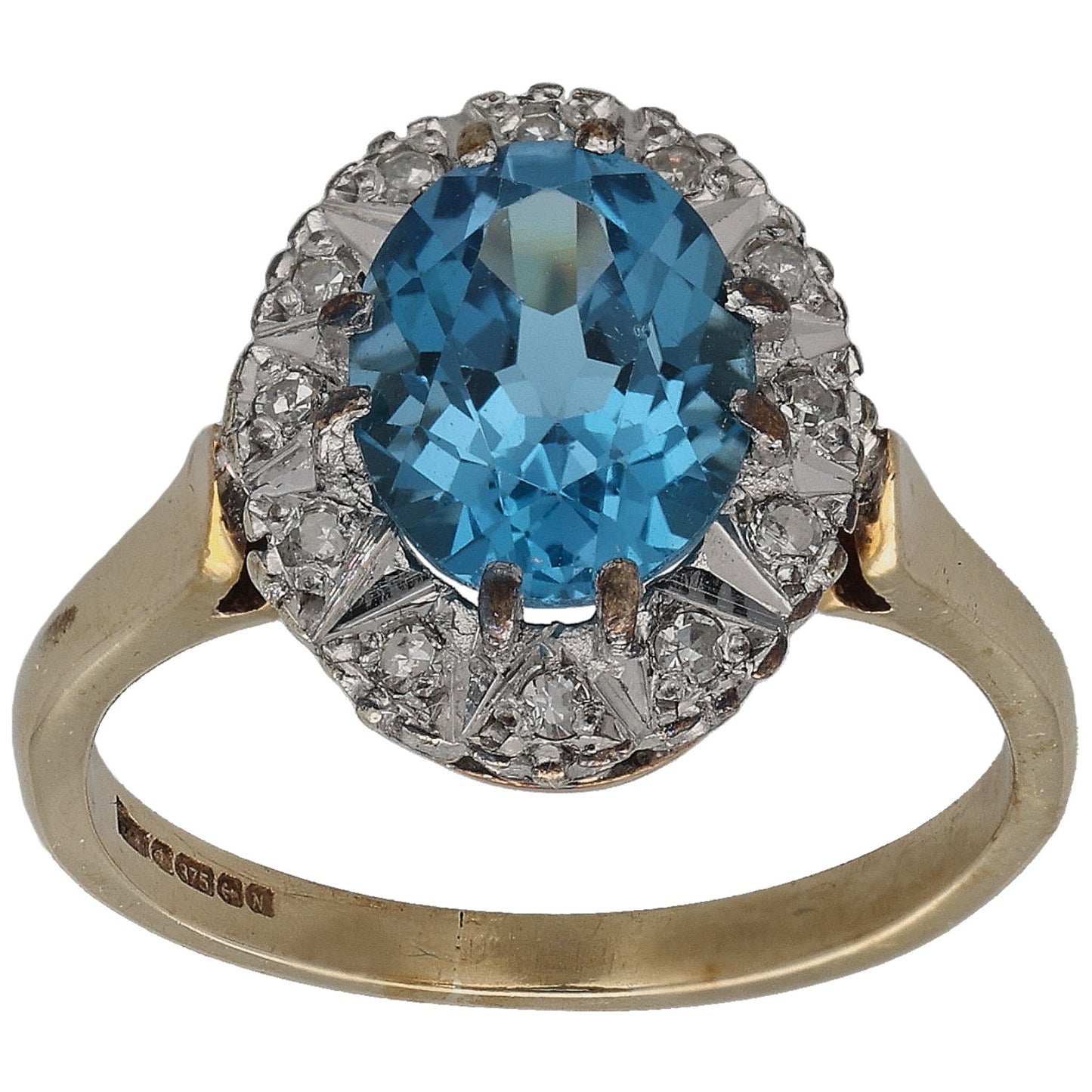9ct Gold Topaz & 0.06ct Diamond Dress/Cocktail Ring Size L