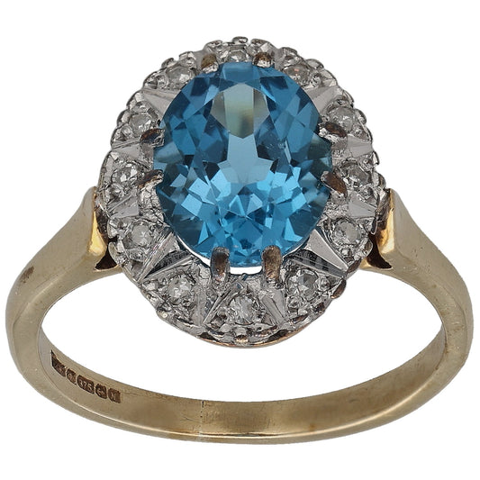 9ct Gold Topaz & 0.06ct Diamond Dress/Cocktail Ring Size L
