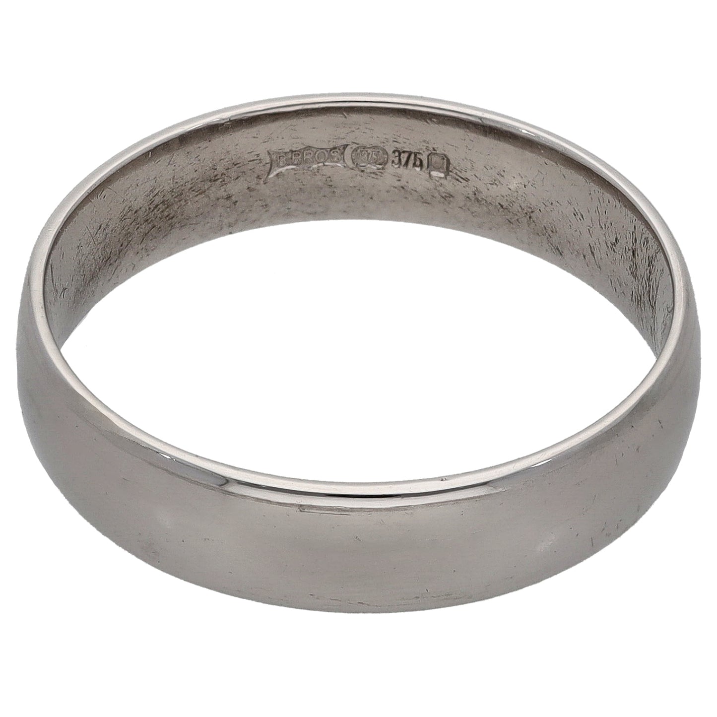 9ct White Gold Plain Wedding Ring Size T