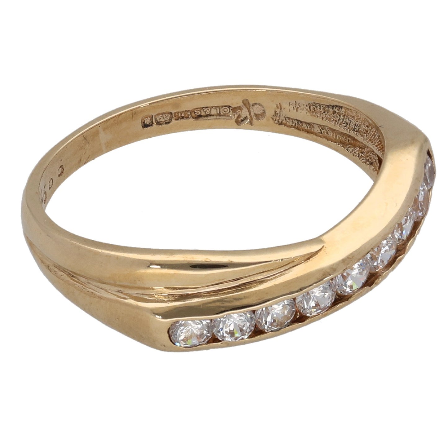 9ct Gold Cubic Zirconia Half Eternity Ring Size L