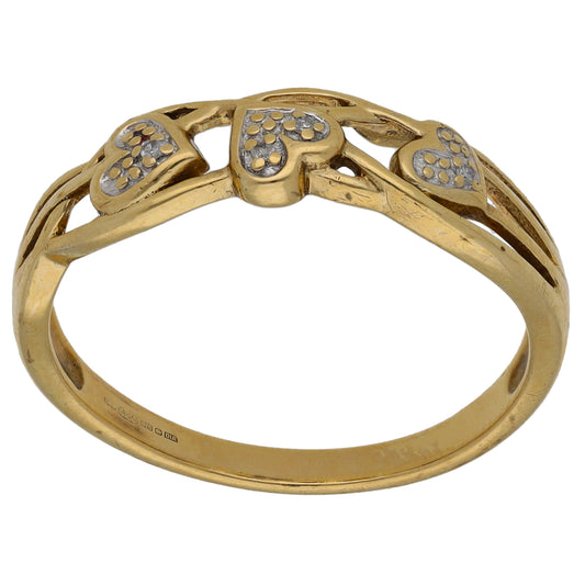 9ct Gold 0.02ct Diamond Dress/Cocktail Ring Size R