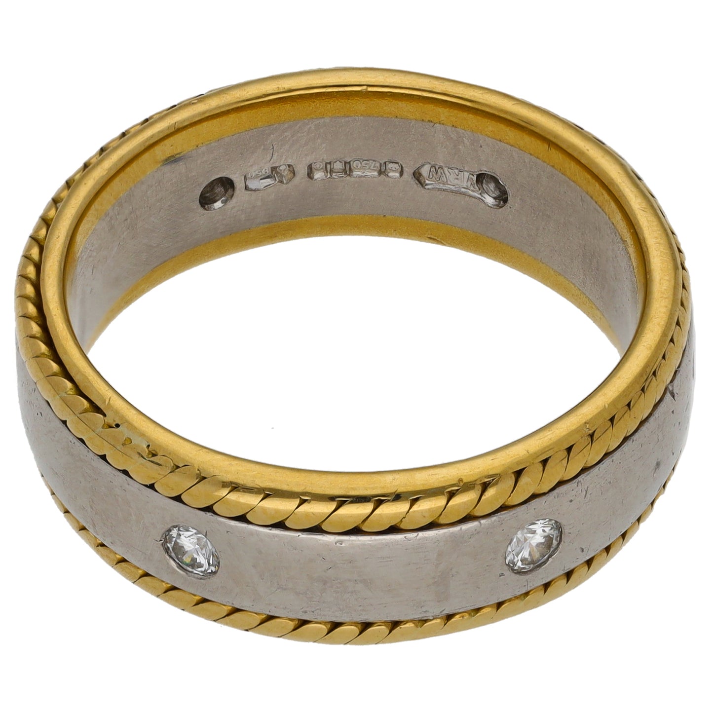 18ct Gold 0.24ct Diamond Patterned Wedding Ring Size V