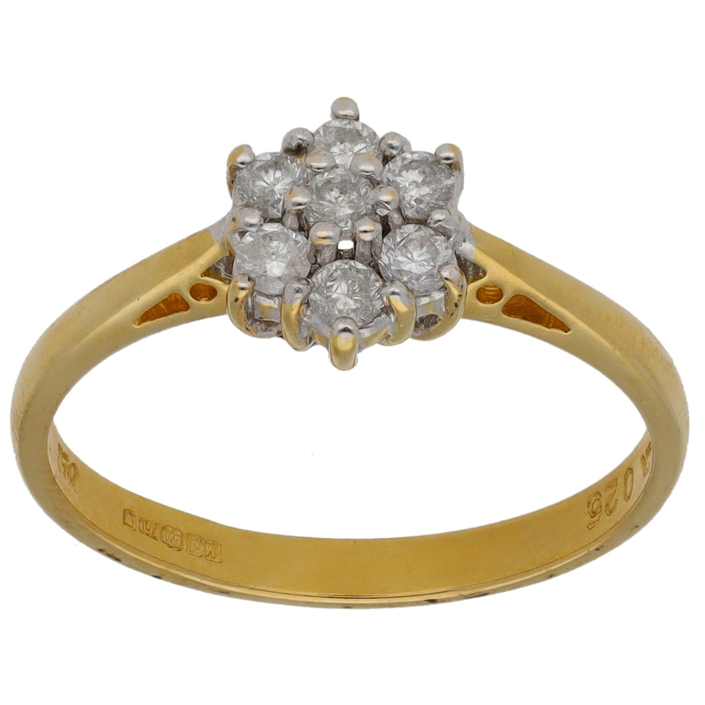 18ct Gold 0.25ct Diamond Cluster Ring Size L