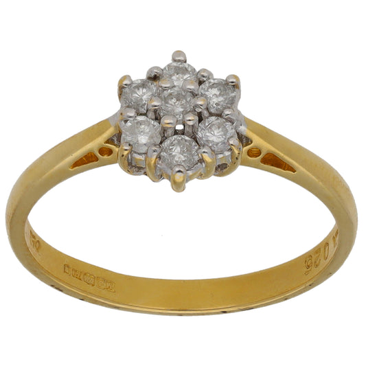 18ct Gold 0.25ct Diamond Cluster Ring Size L