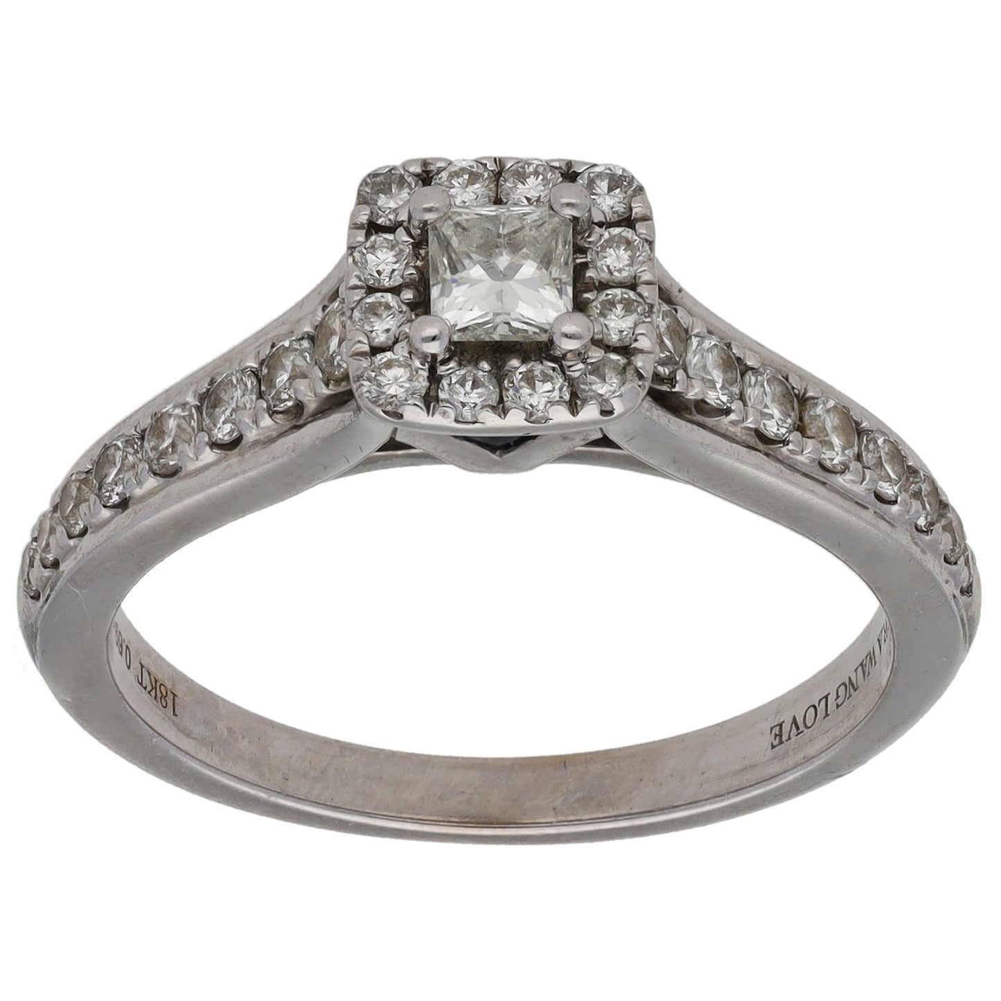 18ct White Gold 0.69ct Diamond & Sapphire Vera Wang Halo Ring Size P