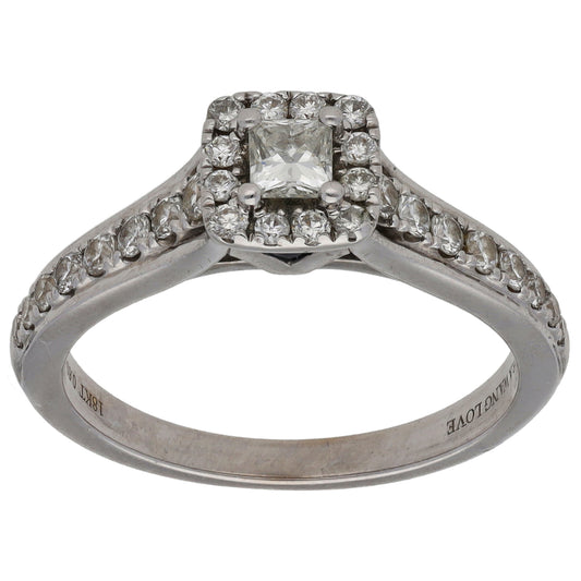 18ct White Gold 0.69ct Diamond & Sapphire Vera Wang Halo Ring Size P