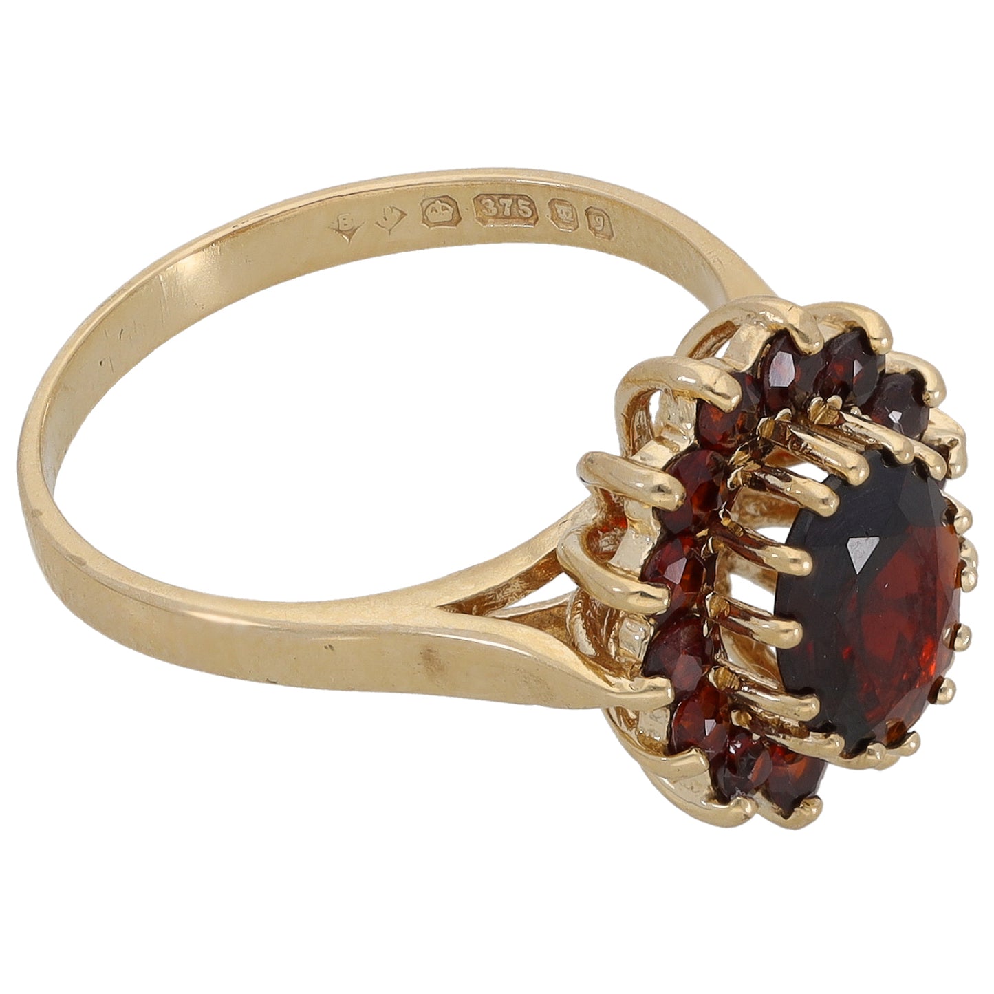 9ct Gold Garnet Dress/Cocktail Ring Size M