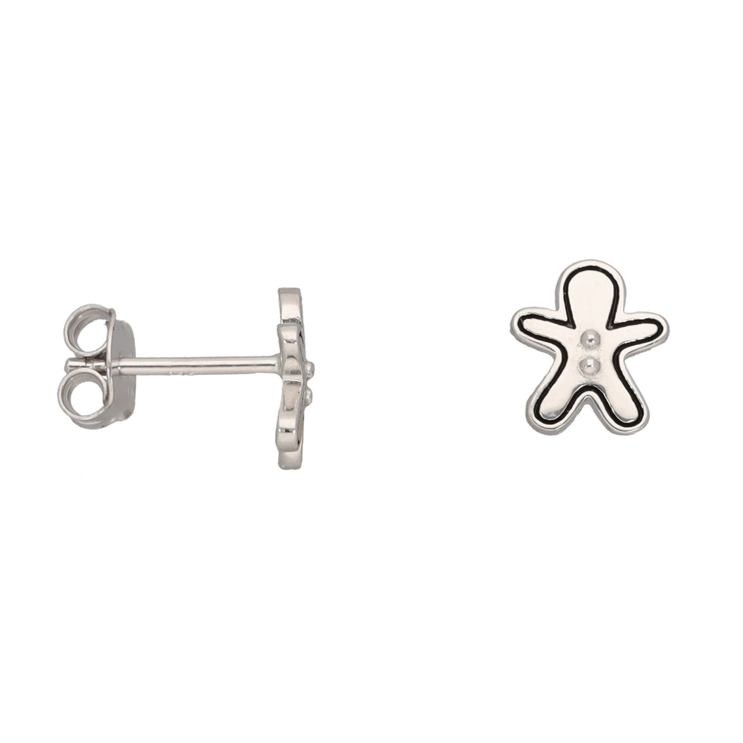 New Sterling Silver Gingerbread Man Stud Earrings