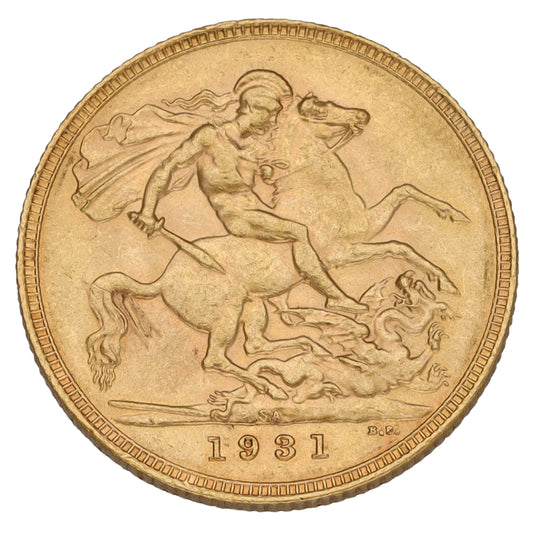 22ct Gold King George V Full Sovereign Coin 1931