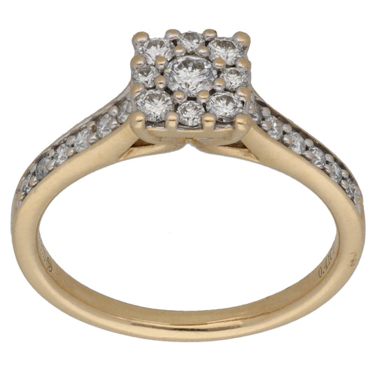 9ct Gold 0.41ct Diamond Cluster Ring Size L