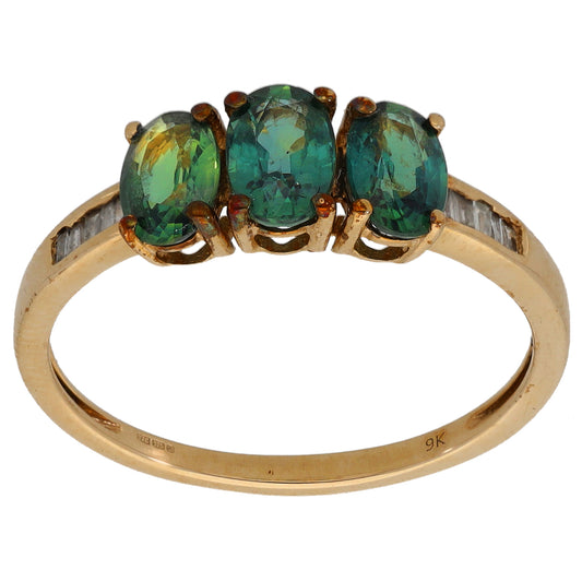 9ct Gold Sapphire & 0.05ct Diamond Dress/Cocktail Ring Size P