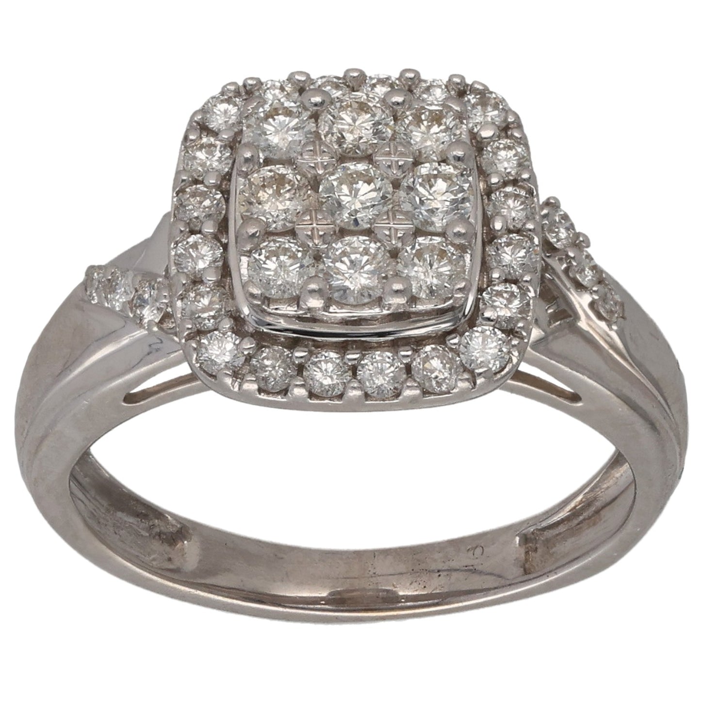 9ct White Gold 1.01ct Diamond Dress/Cocktail Ring Size K