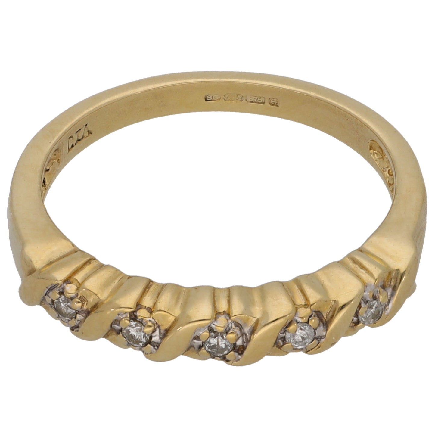 9ct Gold 0.05ct Diamond Half Eternity Ring Size M