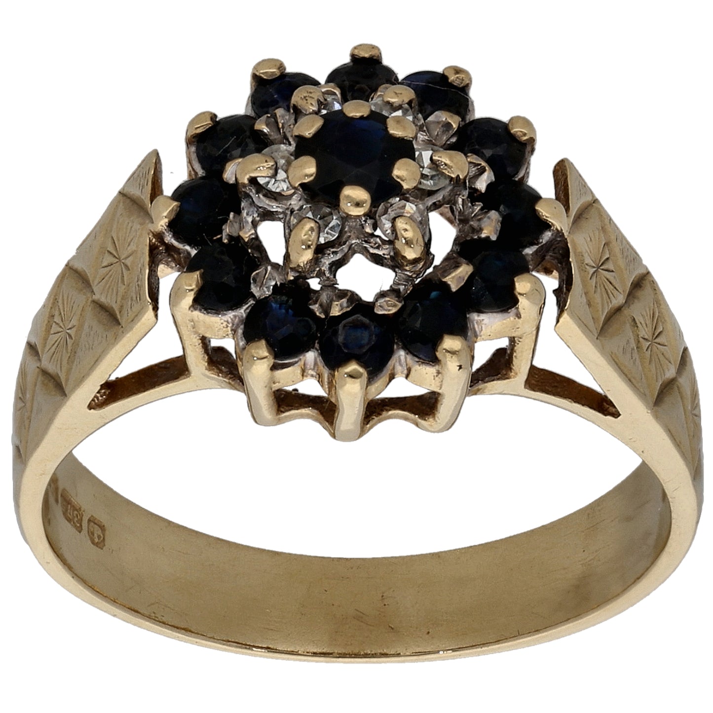 9ct Gold 0.03ct Diamond & Sapphire Alternative Ring Size P