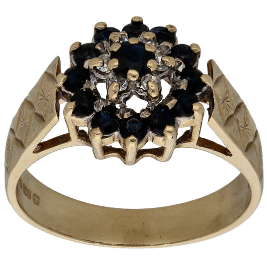 9ct Gold 0.03ct Diamond & Sapphire Alternative Ring Size P