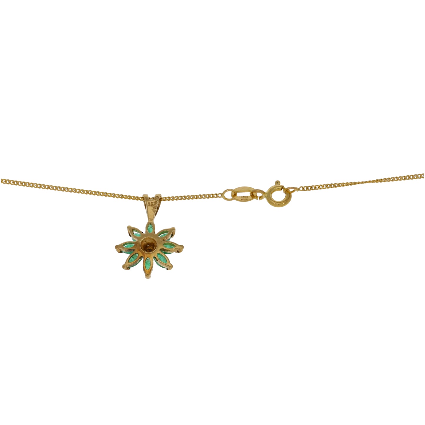 9ct Gold Emerald & 0.09ct Diamond Dress/Cocktail Pendant