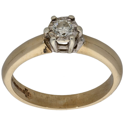 9ct Gold 0.20ct Diamond Solitaire Ring Size L
