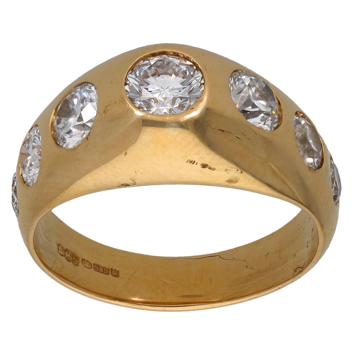 14ct Gold 1.61ct Diamond Solitaire Ring With Accent Stones Size M