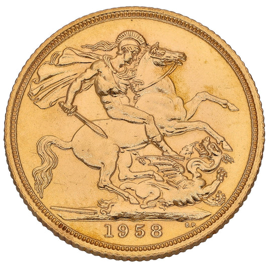 22ct Gold Queen Elizabeth II Full Sovereign Coin 1958
