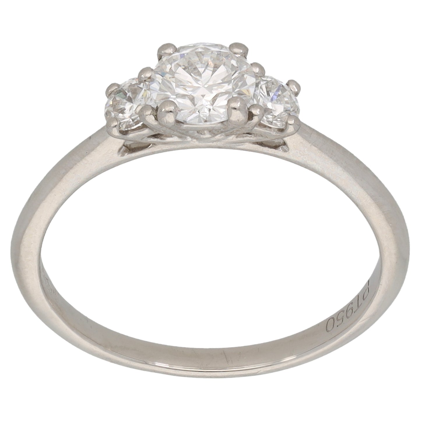 Platinum 0.65ct Diamond Trilogy Ring Size M